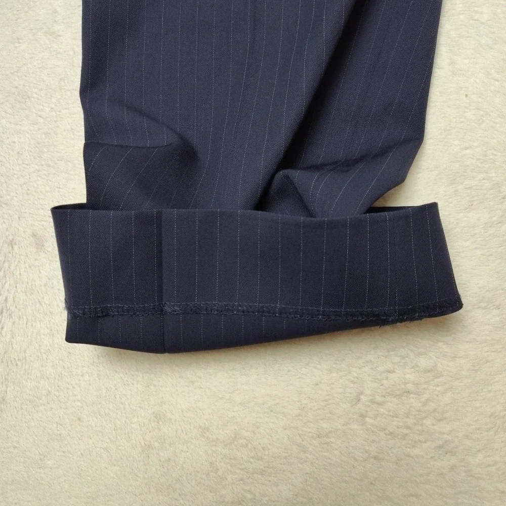 Banana Republic Pants Men 34x32 Blue Striped Marzotto 130s Wool Dress Slack HOLE